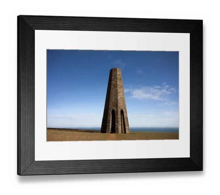 Framed Print : View of navigation aid on clifftop, built by Dartmouth Harbour Commissioners in 1864 to guide mariners to position of Framed Print : View of navigation aid on clifftop, built by Dartmouth Harbour Commissioners in 1864 to guide mariners to position of