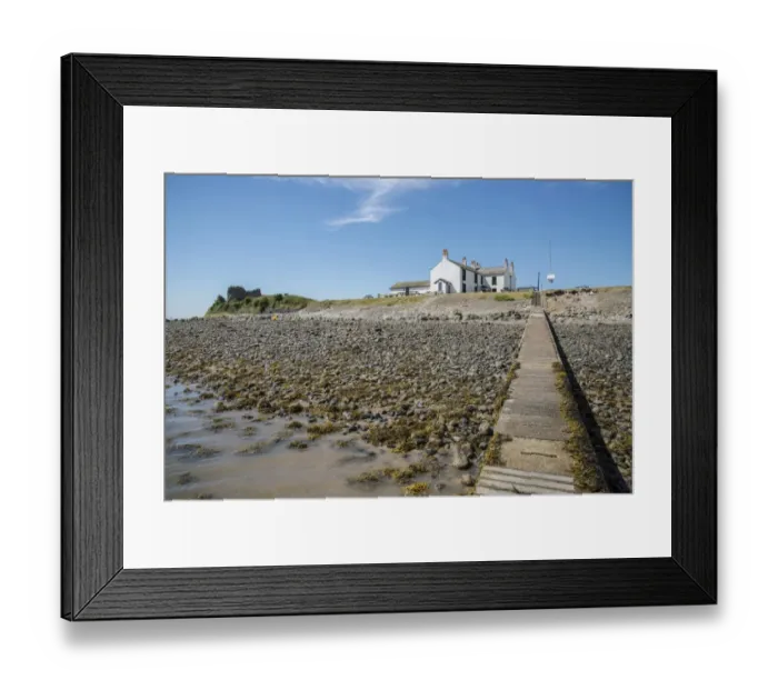 Framed Print : View of causeway and 18th century public house near coast, The Ship Inn, Piel Channel, Piel Island, Islands of Furness Framed Print : View of causeway and 18th century public house near coast, The Ship Inn, Piel Channel, Piel Island, Islands of Furness
