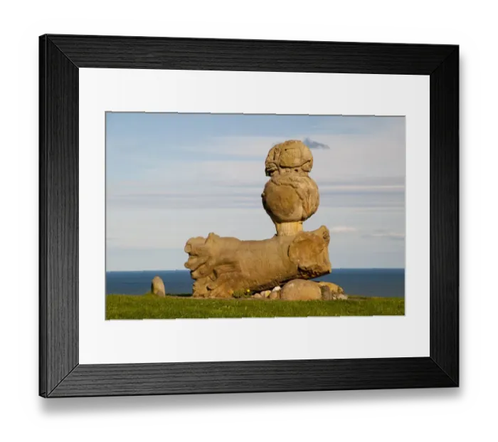 Framed Print : Millennium sculpture on clifftop, Robin Hoods Bay, North York Moors N. P. North Yorkshire, England, May Framed Print : Millennium sculpture on clifftop, Robin Hoods Bay, North York Moors N. P. North Yorkshire, England, May