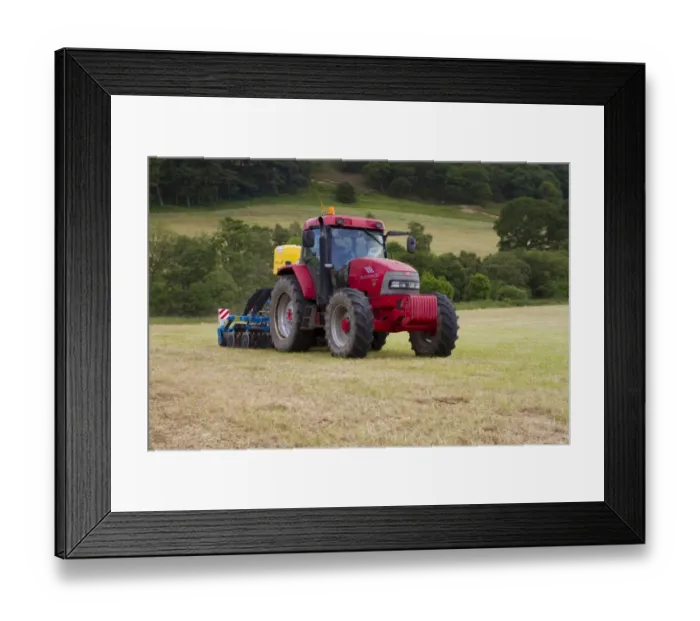 Framed Print : Contractor with McCormick MC120 tractor and ERTH Agriseeder precision slot seeder