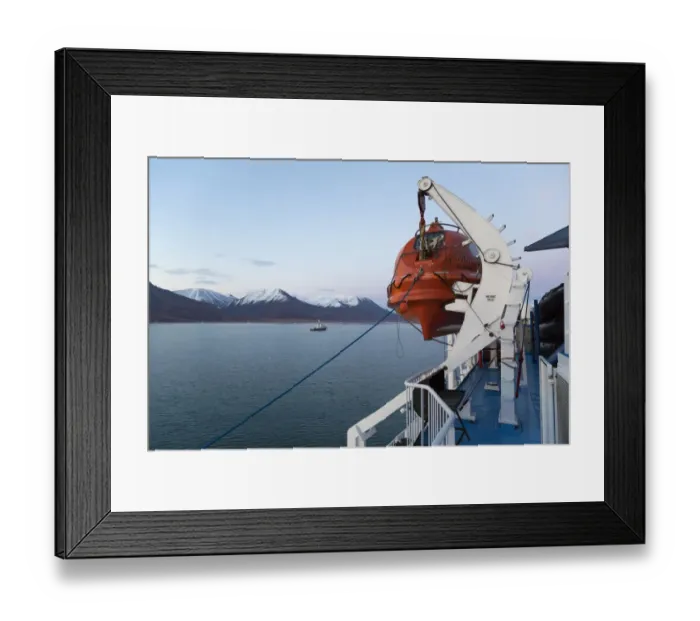 Framed Print : MS Quest icebreaker cruise ship with lifeboat, Longyearbyen, Spitsbergen, Svalbard, September Framed Print : MS Quest icebreaker cruise ship with lifeboat, Longyearbyen, Spitsbergen, Svalbard, September