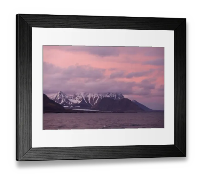 Framed Print : View of fjord coastline and mountains at sunset, Hornsund, Spitsbergen, Svalbard, August Framed Print : View of fjord coastline and mountains at sunset, Hornsund, Spitsbergen, Svalbard, August