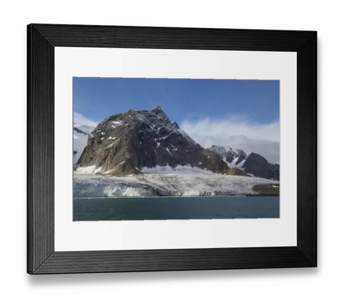 Framed Print : View of fjord coastline with glacier and mountains, Hornsund, Spitsbergen, Svalbard, August Framed Print : View of fjord coastline with glacier and mountains, Hornsund, Spitsbergen, Svalbard, August