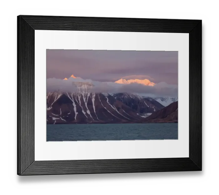 Framed Print : View of fjord coastline and mountains at sunset, Hornsund, Spitsbergen, Svalbard, August Framed Print : View of fjord coastline and mountains at sunset, Hornsund, Spitsbergen, Svalbard, August