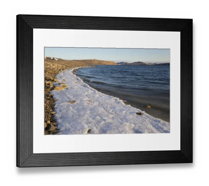 Framed Print : View of frozen beach in fjord, Murchisonfjorden, Gustav V Land, Nordaustlandet, Svalbard, August