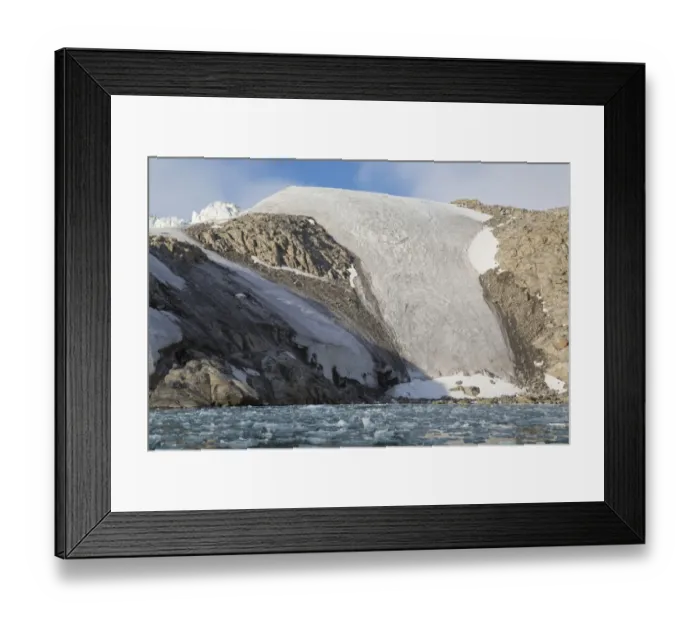Framed Print : View of coastal glacier and mountains, Raudfjorden, Spitsbergen, Svalbard, August Framed Print : View of coastal glacier and mountains, Raudfjorden, Spitsbergen, Svalbard, August