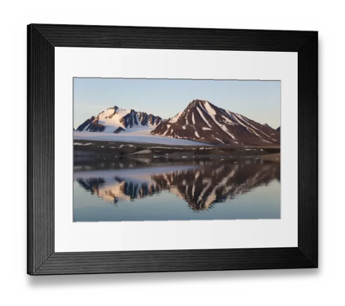 Framed Print : View of coastal mountains in fjord in evening light, Krossfjorden, Spitsbergen, Svalbard, August Framed Print : View of coastal mountains in fjord in evening light, Krossfjorden, Spitsbergen, Svalbard, August