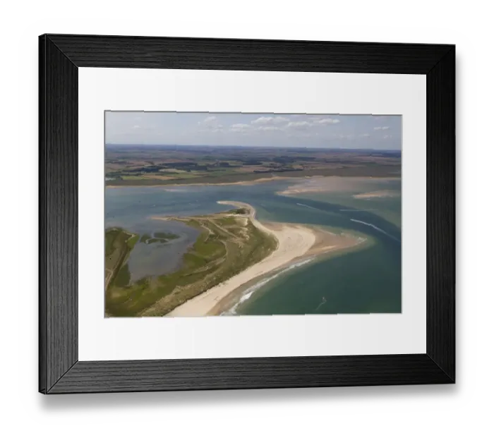 Framed Print : Aerial view of coastal sandbank and spit, Blakeney Point, Blakeney National Nature Reserve, Norfolk, England, August Framed Print : Aerial view of coastal sandbank and spit, Blakeney Point, Blakeney National Nature Reserve, Norfolk, England, August