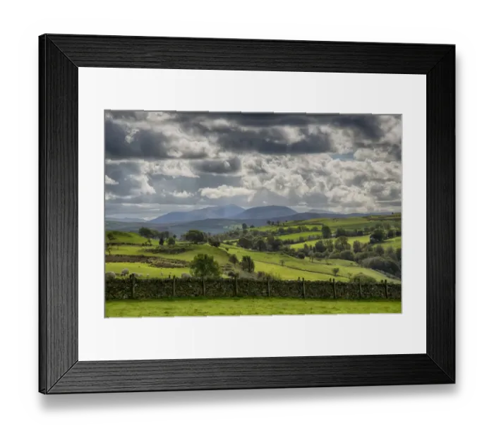Framed Print : View of drystone wall and farmland, looking towards Snowdonia N. P. Nebo, Conwy, North Wales, October Framed Print : View of drystone wall and farmland, looking towards Snowdonia N. P. Nebo, Conwy, North Wales, October