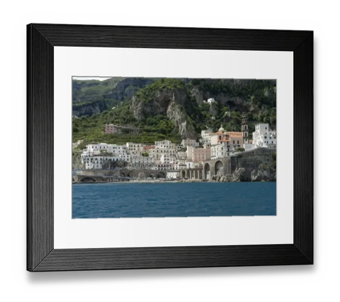 Framed Print : Town of Atrani near Amalfi seen from a boat on the Bay of Salerno, Province of Salerno, Campania, Italy May Framed Print : Town of Atrani near Amalfi seen from a boat on the Bay of Salerno, Province of Salerno, Campania, Italy May
