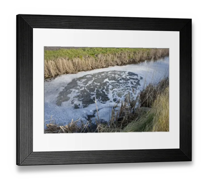 Framed Print : Pumping saltwater from marshland into dyke after severe flooding caused by tidal surge in December 2013, Snipes Marsh Framed Print : Pumping saltwater from marshland into dyke after severe flooding caused by tidal surge in December 2013, Snipes Marsh