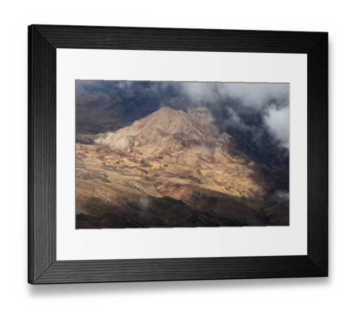 Framed Print : Aerial view of mountains and subsistence farmland in valleys, Andes, Peru, September Framed Print : Aerial view of mountains and subsistence farmland in valleys, Andes, Peru, September