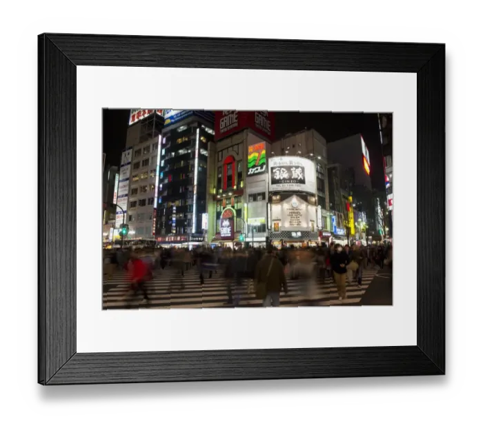 Framed Print : City street with people and illuminated advertising on buildings at night, Tokyo, Honshu, Japan, March Framed Print : City street with people and illuminated advertising on buildings at night, Tokyo, Honshu, Japan, March