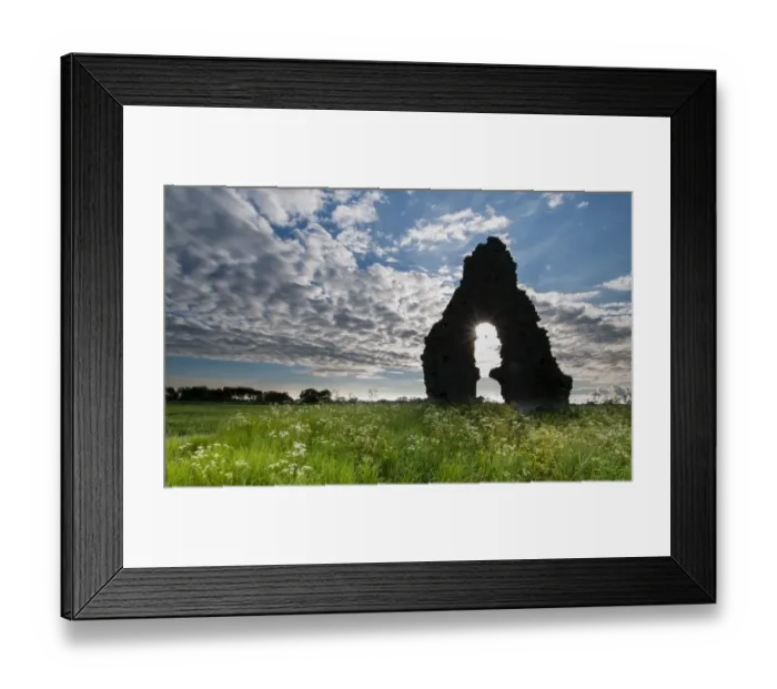 Framed Print : View of church ruins, Midley Church, Romney Marsh, Kent, England, May