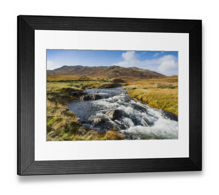 Framed Print : View of river beside road in upland habitat, looking towards Hardknott Pass, Moasdale Beck, Lake District N. P Framed Print : View of river beside road in upland habitat, looking towards Hardknott Pass, Moasdale Beck, Lake District N. P