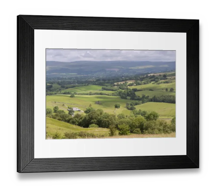 Framed Print : View of valley farmland, looking towards Wharton Hall and Lammerside Castle, near Kirkby Stephen, Upper Eden, Cumbria Framed Print : View of valley farmland, looking towards Wharton Hall and Lammerside Castle, near Kirkby Stephen, Upper Eden, Cumbria