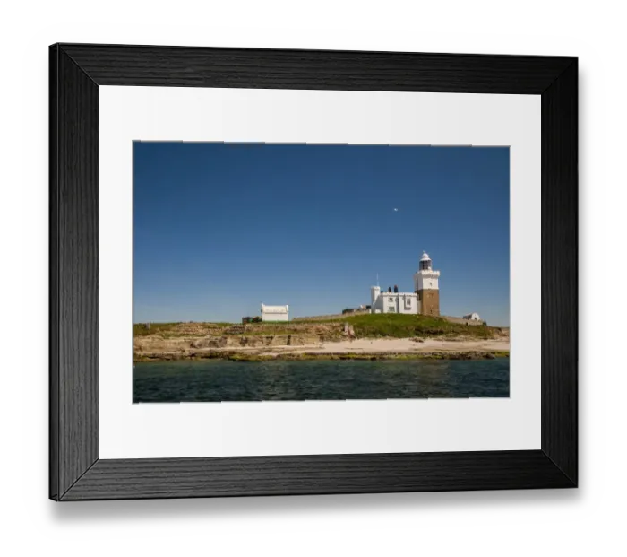 Framed Print : View of lighthouse and beach on island, Coquet Island, Amble, Northumberland, England, June Framed Print : View of lighthouse and beach on island, Coquet Island, Amble, Northumberland, England, June