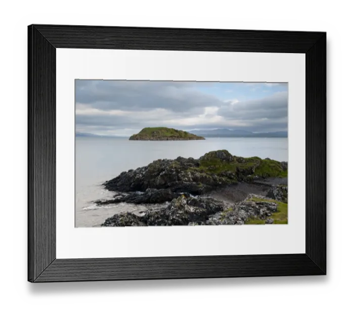 Framed Print : View of rocky coastline and island, Maiden Island, Oban Bay, Inner Hebrides, Argyll, Scotland, May Framed Print : View of rocky coastline and island, Maiden Island, Oban Bay, Inner Hebrides, Argyll, Scotland, May
