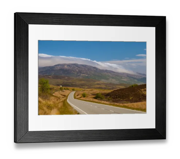 Framed Print : View of road through moorland leading to cloud-topped hill, A Mhoile, Sleat Peninsula, Isle of Skye, Inner Hebrides Framed Print : View of road through moorland leading to cloud-topped hill, A Mhoile, Sleat Peninsula, Isle of Skye, Inner Hebrides