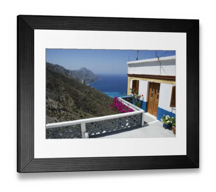Framed Print : View from mountain village over coastline, Olympos, Karpathos, Dodecanese Islands, Aegean Sea, Greece, July Framed Print : View from mountain village over coastline, Olympos, Karpathos, Dodecanese Islands, Aegean Sea, Greece, July