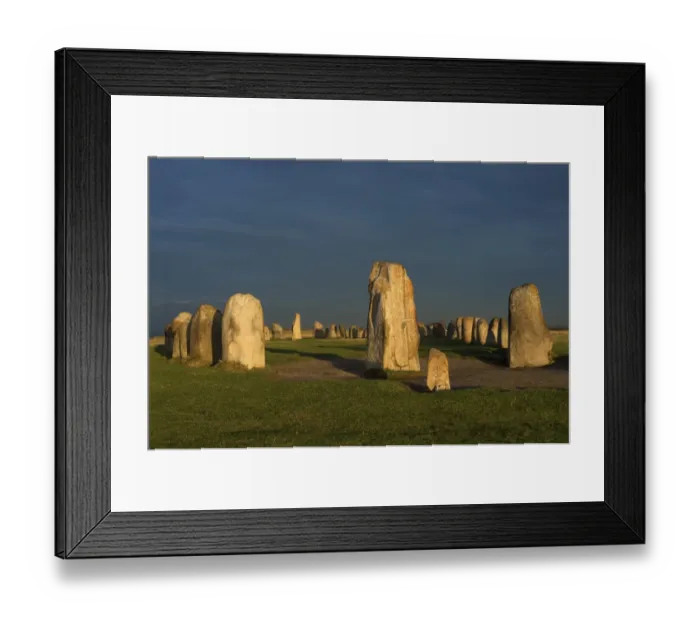Framed Print : Stone ship megalithic monument at dawn, Ales Stones, Kaseberga, Skane, Sweden, October Framed Print : Stone ship megalithic monument at dawn, Ales Stones, Kaseberga, Skane, Sweden, October