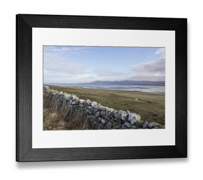 Framed Print : Looking over stone wall towards Loch Gruinart, wintering grounds of the Barnacle and white fronted geese Framed Print : Looking over stone wall towards Loch Gruinart, wintering grounds of the Barnacle and white fronted geese