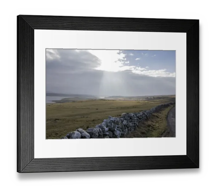 Framed Print : Looking in land along Loch Gruinart from the west side. Dry stone wall Framed Print : Looking in land along Loch Gruinart from the west side. Dry stone wall
