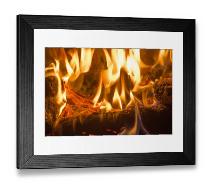 Framed Print : Irish peat burning on multi-fuel stove, Chipping, Lancashire, England, January Framed Print : Irish peat burning on multi-fuel stove, Chipping, Lancashire, England, January