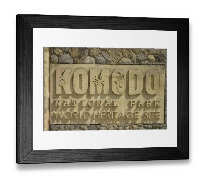 Framed Print : Komodo National Park, World Heritage Site sign, Komodo Island, Komodo N. P. Lesser Sunda Islands, Indonesia, October Framed Print : Komodo National Park, World Heritage Site sign, Komodo Island, Komodo N. P. Lesser Sunda Islands, Indonesia, October