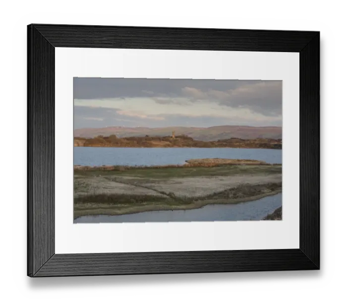 Framed Print : View of flooded former iron ore mining area, surrounded by sea wall on outskirts of Millom Framed Print : View of flooded former iron ore mining area, surrounded by sea wall on outskirts of Millom