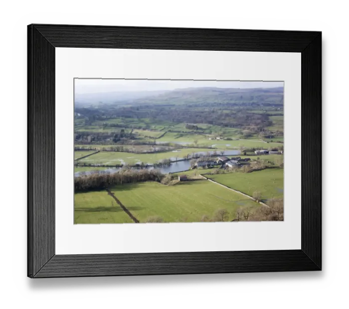 Framed Print : View of floodwater on valley farmland, looking up Wensleydale from above West Burton, North Yorkshire, England Framed Print : View of floodwater on valley farmland, looking up Wensleydale from above West Burton, North Yorkshire, England