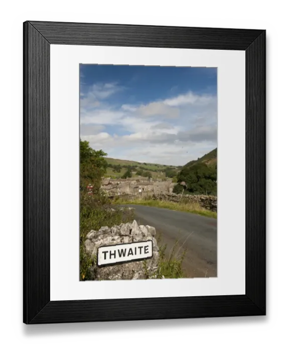 Framed Print : Sign beside road into village, Thwaite, Swaledale, Yorkshire Dales, North Yorkshire, England, September Framed Print : Sign beside road into village, Thwaite, Swaledale, Yorkshire Dales, North Yorkshire, England, September