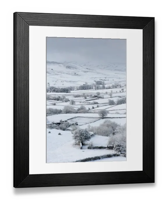Framed Print : View over snow covered farmland, Howgills, Ravenstonedale, Cumbria, England, December Framed Print : View over snow covered farmland, Howgills, Ravenstonedale, Cumbria, England, December