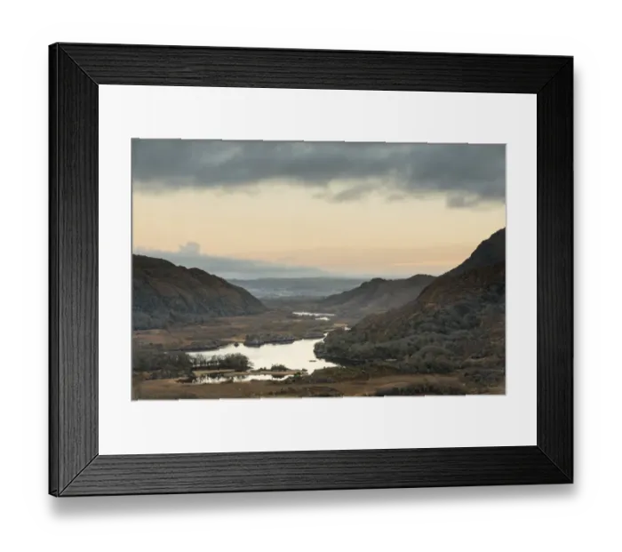 Framed Print : View of lake and mountains at dawn, Ladies View, Upper Lake, Lakes of Killarney, Killarney N. P Framed Print : View of lake and mountains at dawn, Ladies View, Upper Lake, Lakes of Killarney, Killarney N. P