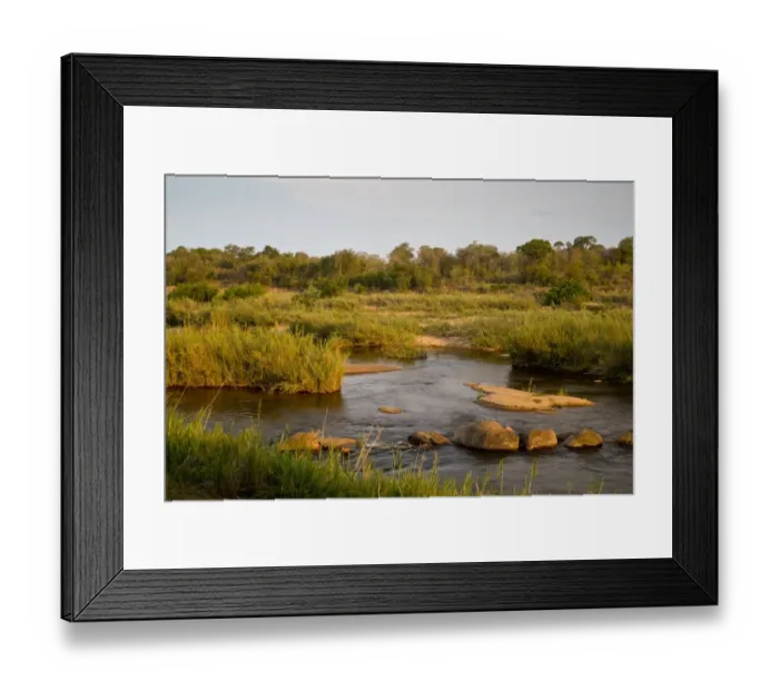 Framed Print : View of river flowing along edge of reserve, Sabie River, Lower Sabie Reserve, Kruger N. P Framed Print : View of river flowing along edge of reserve, Sabie River, Lower Sabie Reserve, Kruger N. P
