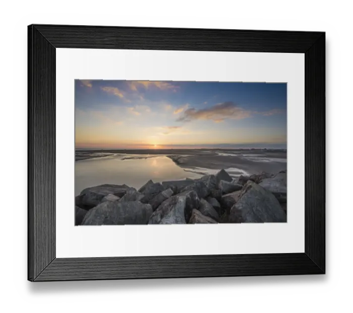 Framed Print : View of coastal headland at sunset, Haverigg Spit, Duddon Estuary, Haverigg, Cumbria, England, November Framed Print : View of coastal headland at sunset, Haverigg Spit, Duddon Estuary, Haverigg, Cumbria, England, November