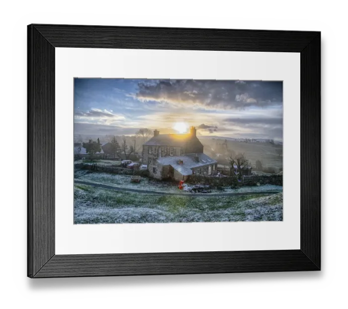 Framed Print : View of farmhouse in frost at sunrise, Church Brough, Kirkby Stephen, Cumbria, England, December Framed Print : View of farmhouse in frost at sunrise, Church Brough, Kirkby Stephen, Cumbria, England, December