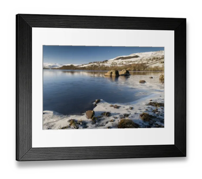 Framed Print : Ice forming around edge of lake, Semerwater, Wensleydale, Yorkshire Dales N. P. North Yorkshire, England, December Framed Print : Ice forming around edge of lake, Semerwater, Wensleydale, Yorkshire Dales N. P. North Yorkshire, England, December
