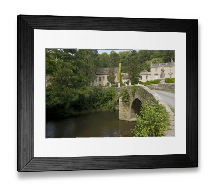 Framed Print : View of river and old bridge near manor house, Iford Manor, River Frome, Frome Valley, Wiltshire, England, August Framed Print : View of river and old bridge near manor house, Iford Manor, River Frome, Frome Valley, Wiltshire, England, August