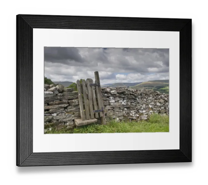 Framed Print : Stile and gate in drystone wall on public footpath, near Burtersett, Hawes, Wensleydale, Yorkshire Dales N. P Framed Print : Stile and gate in drystone wall on public footpath, near Burtersett, Hawes, Wensleydale, Yorkshire Dales N. P