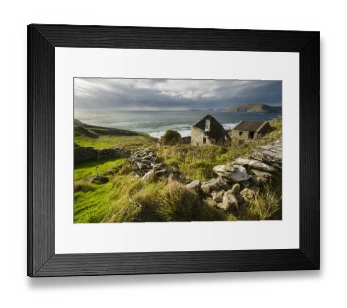 Framed Print : Ruined coastal dwelling and farm buildings, Coumeenole, Slea Head, Dingle Peninsula, County Kerry, Munster, Ireland Framed Print : Ruined coastal dwelling and farm buildings, Coumeenole, Slea Head, Dingle Peninsula, County Kerry, Munster, Ireland