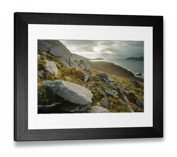 Framed Print : View of rocks and coastline, Graigue, Dingle Peninsula, County Kerry, Munster, Ireland, November Framed Print : View of rocks and coastline, Graigue, Dingle Peninsula, County Kerry, Munster, Ireland, November