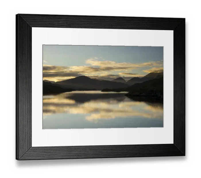 Framed Print : View of lake and mountains at sunset, Upper Lake, Lakes of Killarney, Dunkerron Mountains and Macgillycuddys Reeks Framed Print : View of lake and mountains at sunset, Upper Lake, Lakes of Killarney, Dunkerron Mountains and Macgillycuddys Reeks