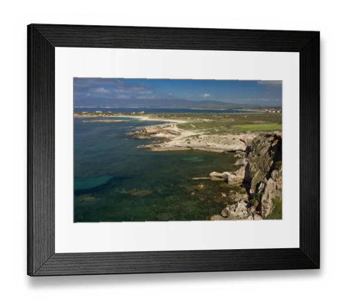 Framed Print : View of coastline, Cabo Mannu Headland, Sinis Peninsula, Sardinia, Italy, April Framed Print : View of coastline, Cabo Mannu Headland, Sinis Peninsula, Sardinia, Italy, April