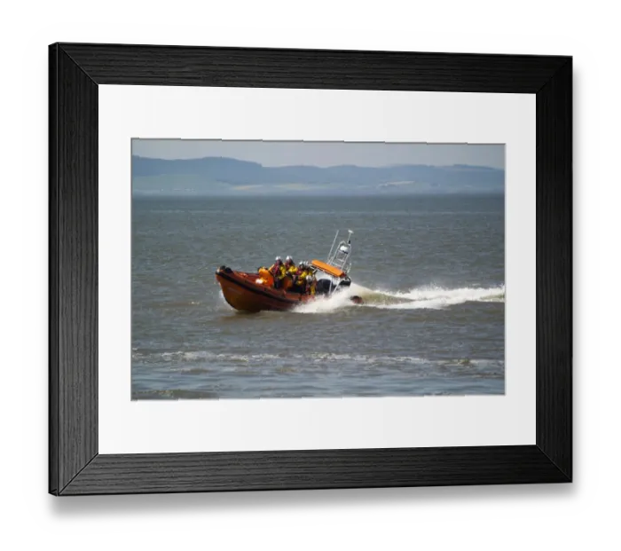 Framed Print : RNLI B-class Atlantic 85 rigid inflatable lifeboat, on training manoeuvres at sea, Silloth, Solway Bay, Cumbria Framed Print : RNLI B-class Atlantic 85 rigid inflatable lifeboat, on training manoeuvres at sea, Silloth, Solway Bay, Cumbria