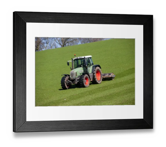Framed Print : Fendt Favorit 716 tractor with rollers, rolling grassland pasture, England, april Framed Print : Fendt Favorit 716 tractor with rollers, rolling grassland pasture, England, april