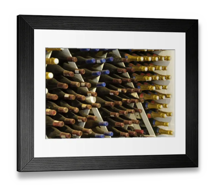Framed Print : Close-up of wine bottles stored in cellar, Boschendal Vineyard, Franschoek, Western Cape, South Africa Framed Print : Close-up of wine bottles stored in cellar, Boschendal Vineyard, Franschoek, Western Cape, South Africa