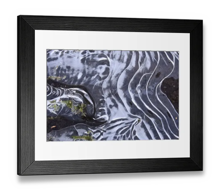 Framed Print : Frozen pool, close-up of ice patterns, Peak District N. P. Derbyshire, England, december Framed Print : Frozen pool, close-up of ice patterns, Peak District N. P. Derbyshire, England, december