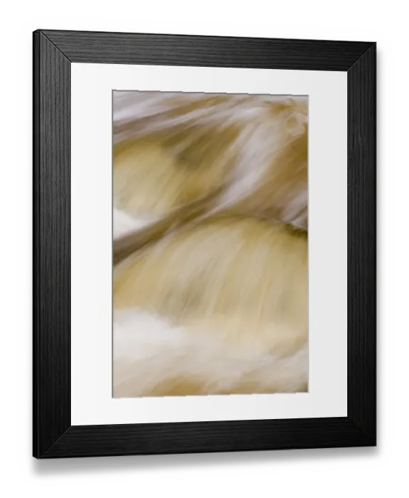 Framed Print : Mountain brook Kleine Ohe, abstract view of flowing water, blurred movement, Bayerischer Wald N. P. Bavaria, Germany