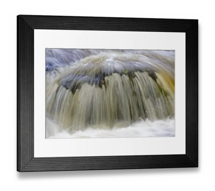 Framed Print : Mountain brook Kleine Ohe, abstract view of flowing water, blurred movement, Bayerischer Wald N. P. Bavaria, Germany